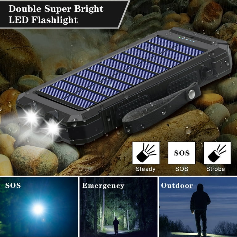Portable Charger Power Bank - 30000mAh Solar Charger 2 USB Ports