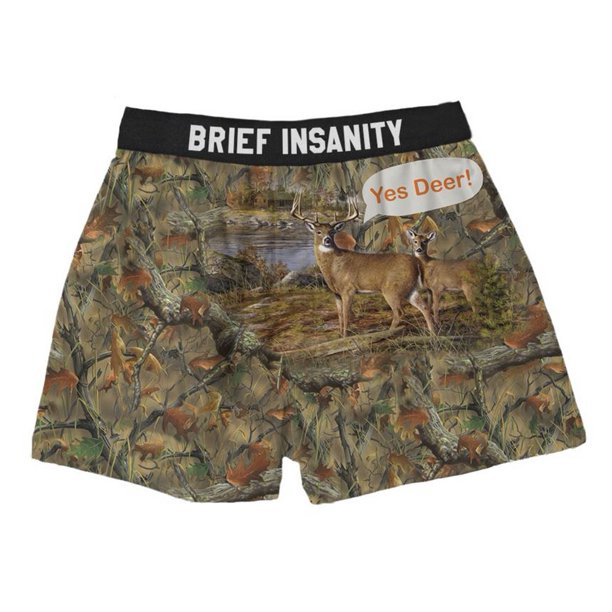 Brief Insanity Brief Insanity Men's Yes Deer Buck Camo Commando Boxer