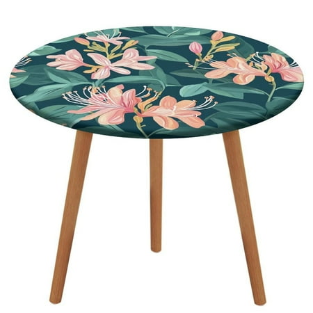 

ZHANGS Lovely Honeysuckle Patch 1754 Round Table Cover Stain-Resistant Fitted Tablecloth Oil-Proof Wipeable Elastic Table Cover Waterproof Table Cloth for Halloween Thanksgiving Christmas