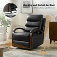 thumbnail image 5 of Manual Genuine Leather Recliner Chairs 360-Degree Swivel Rocking Metal Base Set of 2 for Living Room Black, 5 of 9
