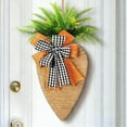 thumbnail image 5 of Cadancy Easter Spring Decor for Home Burlap Carrot with Plaid Bows Wall Hanging, Rustic Farmhouse Carrots Wreath Ornament, Outdoor Indoor Front Door Window Decorations, 5 of 8