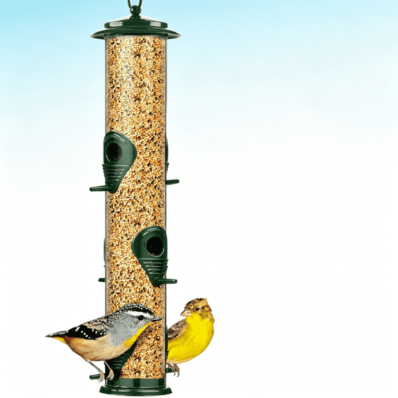 ACDANC Bird Feeders for Outdoors (Green) Squirrel Proof Hanging Bird Feeder with Locking Lid & Adjustable Hanger, Chew-Proof, Weather Resistant 15"Es 6 Port