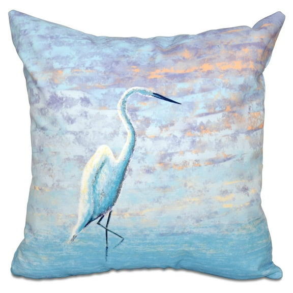 E by Design Beach Vacation Egret Decorative Pillow