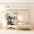 thumbnail image 4 of Kacho Twin Over Twin Bunk Bed with Desk, Metal Bunk Beds with Storage Drawers and Shelves, Space Saving Bunk Bed for Teens, Adult, Twin Bunk Bed with Guardrail and Ladder, No Box Spring Needed, White, 4 of 10