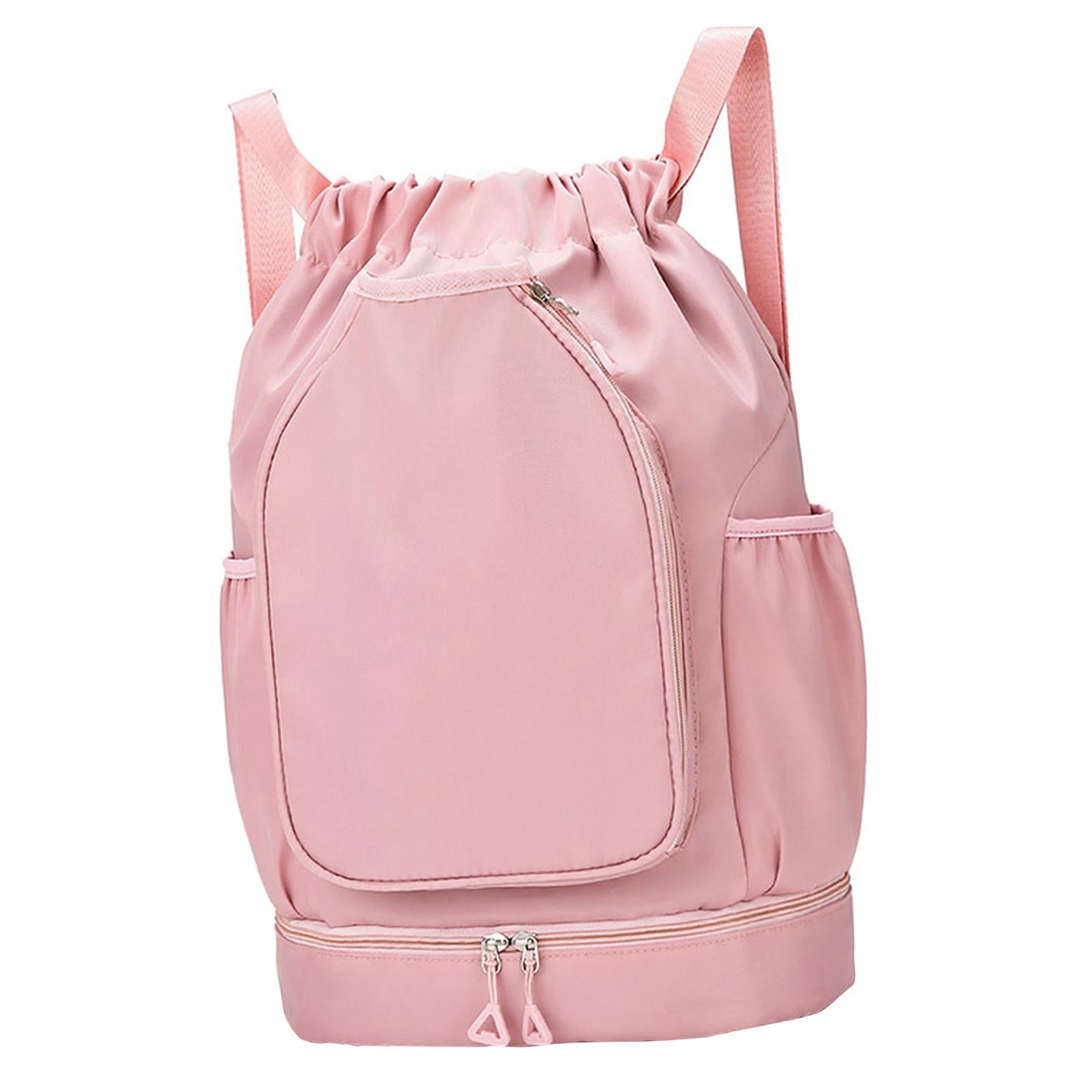 QccHieUs Tennis Backpack Badminton Racket Bag Drawstring Handbag Shoulder Bag for Outdoor Pink