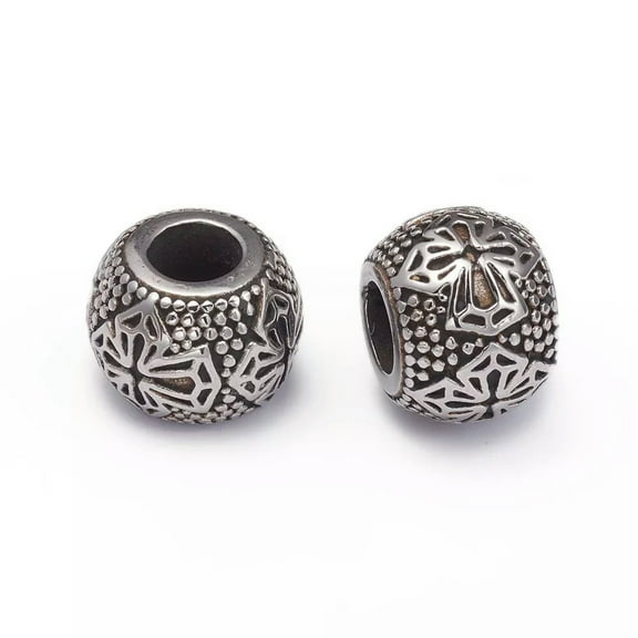 U8MO 10pcs Stainless Steel European Beads Rondelle Cross Large Hole Beads 10.5x13.5mm