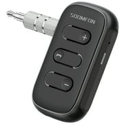 SOOMFON Bluetooth Receiver for Car, 3.5mm AUX Bluetooth Adapter,Wireless Audio Receiver for Home Stereo/Wired Headphones, Hands-Free Call, Black