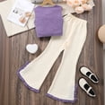 thumbnail image 4 of CUZIBR Girls Fashion 2 Piece Clothes Sets Lace Trim Round Neck Button Down Sleeveless Crop Top Solid Color Tank Top Flared Pants High Waist Split Trousers Outfit Casual Streetwear,Purple,10-11 Years, 4 of 7