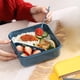 thumbnail image 5 of Plastic Bento Lunch Box Microwave Safe | Portable Food Container for Office | Geometric Window Pane Design | Super Large Capacity | Dual Compartments | 1 Pc | Blue Green | 6.69x6.69x2.95in, 5 of 6