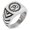 Silver, variant on Stainless Steel Sacred Lotus Sanskrit Om Chevron Pattern Biker Style Polished Ring