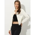 thumbnail image 2 of DARING DIVA Women's Button Down Collarless Cropped Denim Jacket XL White, 2 of 6