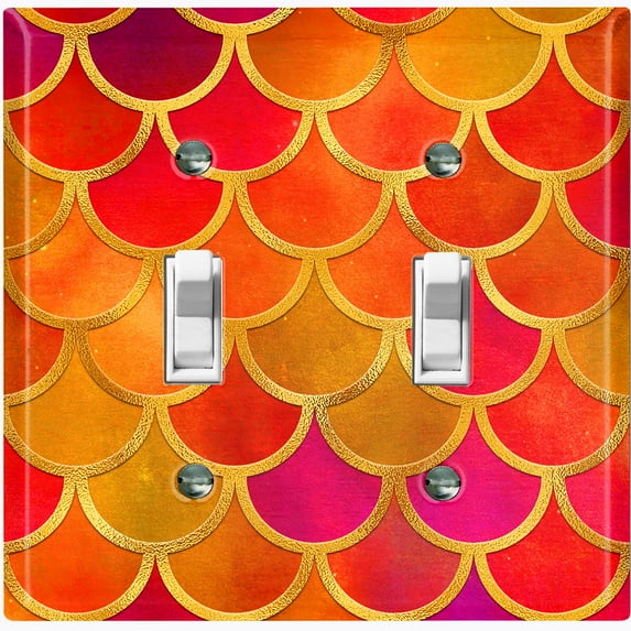 Metal Light Switch Plate Outlet Cover Mermaid Orange MER013