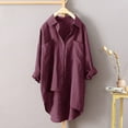 thumbnail image 2 of Chemises à Boutons pour Femmes Manches Longues Retroussables Ourlet Haut-Bas Blouse Décontractée, 2 of 4