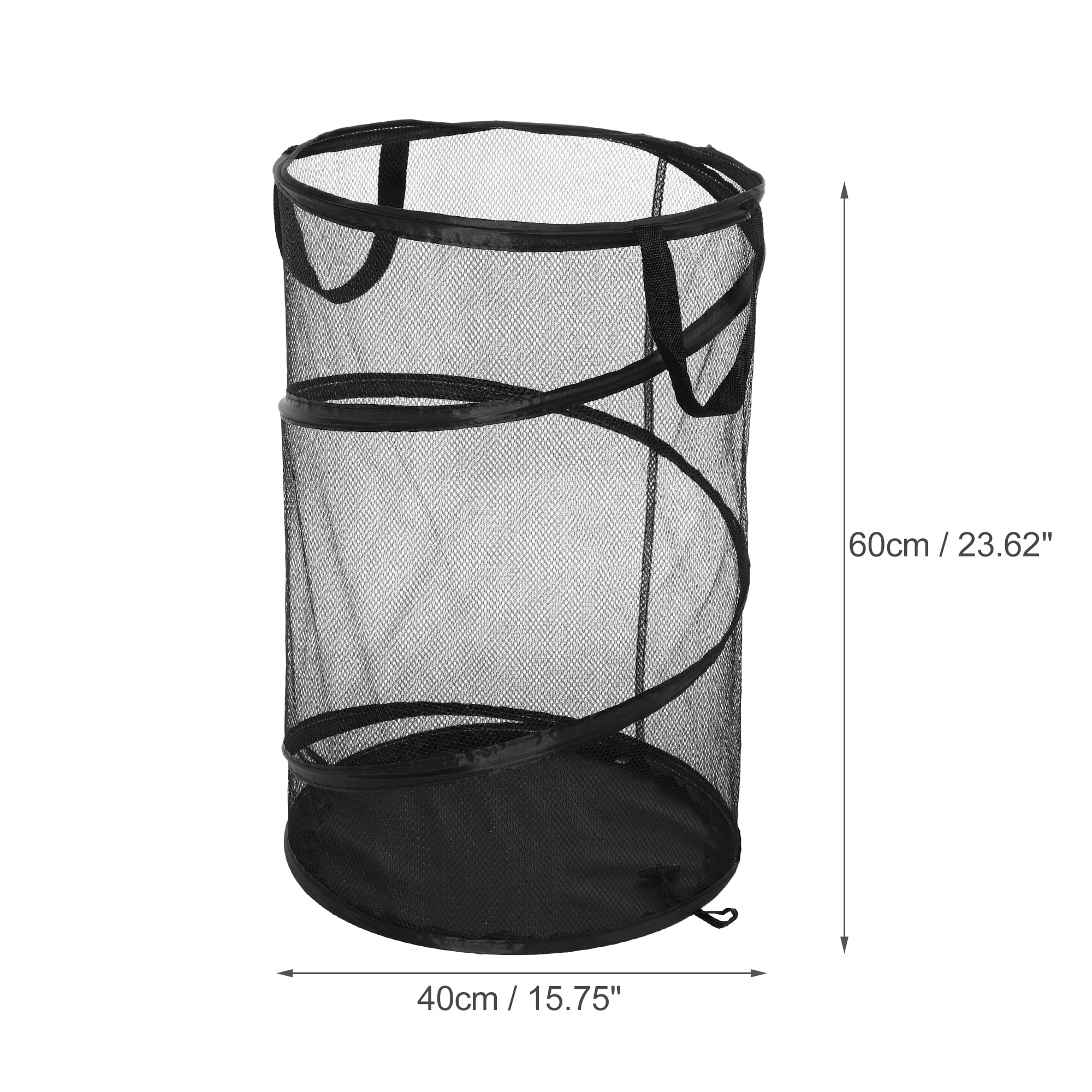 Unique Bargains Folding Laundry Basket for Bathroom 1 Pc Black-30L