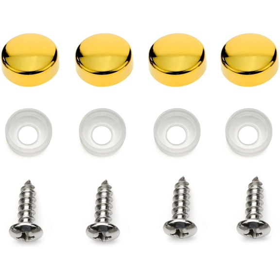 LFPartS License Plate Frame Screws Fasteners Gold Screw Caps Set New