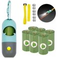 thumbnail image 1 of Dog s Holder with LED Flashlight and Metal Carabiner Pet Waste Bags Dispenser with 5 Rolls of Green Leak-Proof Bags Hook and Loop Fastener and 6 LR44 Button Cell Batteries Included, 1 of 7