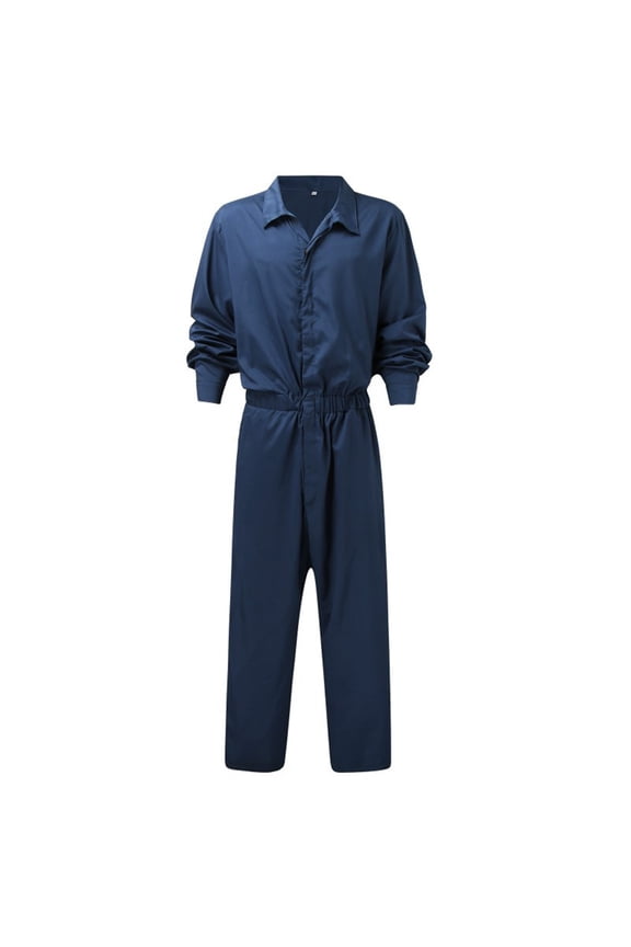 Men's Jumpsuit Long Sleeve Button Cargo Style Collared Coverall Work Pants