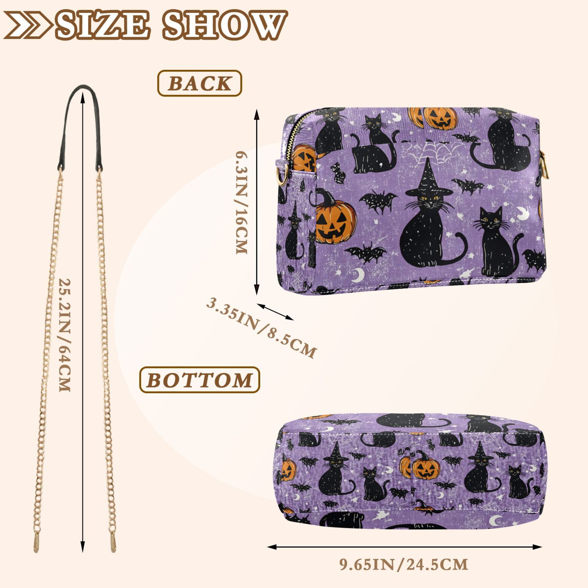 FORMRS Women Crossbody Purse with Chain Strap Vegan Leather Shoulder Handbag, Halloween Cats