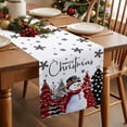 thumbnail image 3 of Red Snowman Merry Christmas Tree Table Runner 13x90in Non-Slip Cotton Linen Table Runners, Winter Snowflakes on White Dresser Scarves TableRunner for Dinner Kitchen Dining Wedding Party, 3 of 9