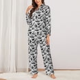 thumbnail image 2 of Balery Black White Halloween Conjunto de Pijama con Estampado para Mujer, Conjunto de Dos Piezas con Manga Larga, Ropa de Dormir Suave con Bolsillos, Pijamas Cómodos-Medium, 2 of 7