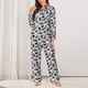 thumbnail image 2 of Balery Black White Halloween Conjunto de Pijama con Estampado para Mujer, Conjunto de Dos Piezas con Manga Larga, Ropa de Dormir Suave con Bolsillos, Pijamas Cómodos-Large, 2 of 7
