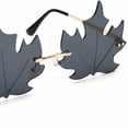 thumbnail image 6 of Hzzsbu Maple Leaf Shape Sunglasses, Rimless Sunglasses for Women Men, Funny Irregular Sun Glasses UV Protection Retro Frameless Funky Eyewear Party Glasses, 6 of 7