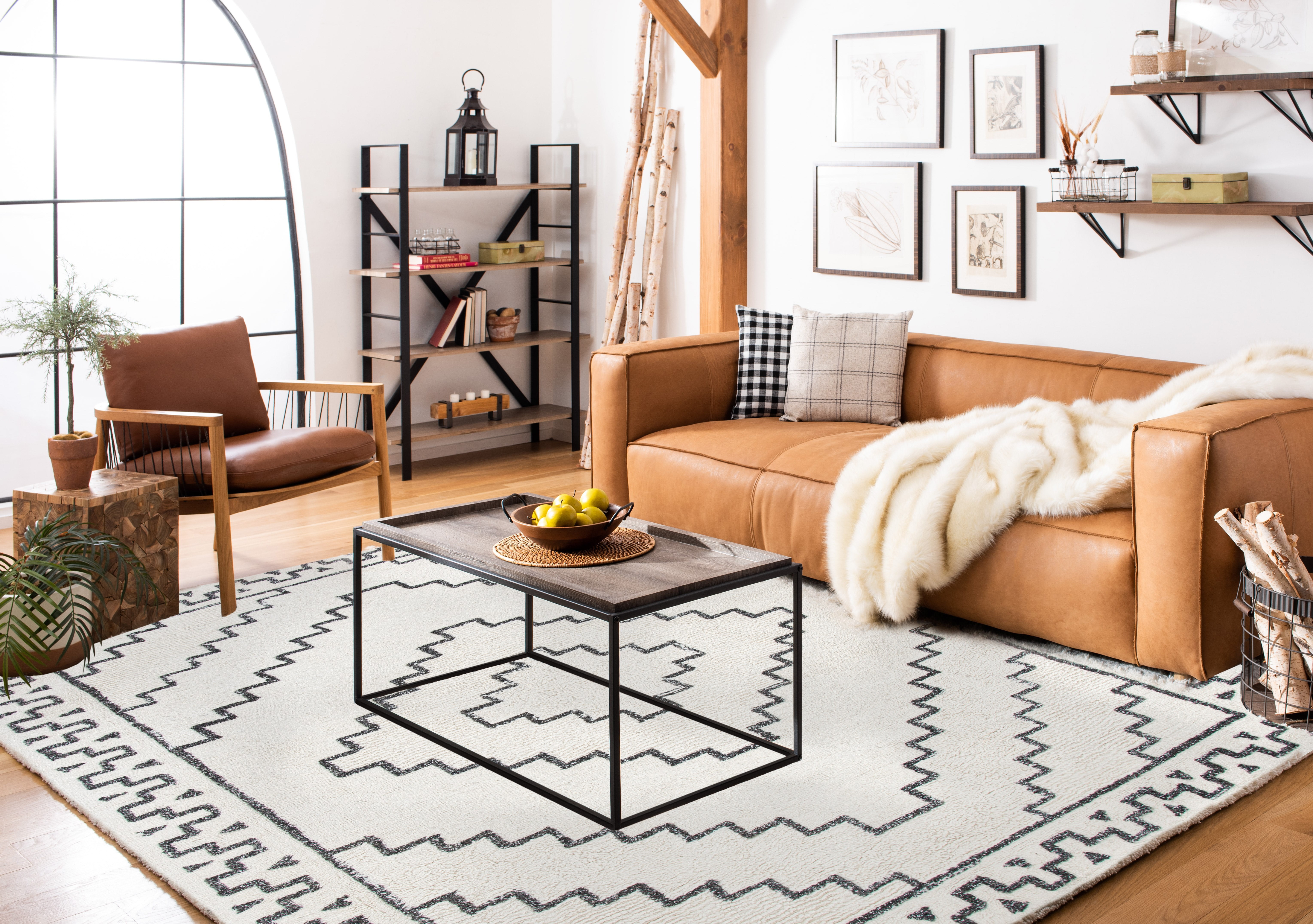 SAFAVIEH Casablanca Lidija Geometric Area Rug, Ivory/Black, 6' x 6' Square