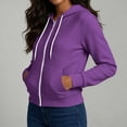 thumbnail image 6 of Dagugfen Sweatshirts for Women Full Zip Drawstring Hooded Long Sleeve Outerwear Sports Casual Jackets with Pockets(M,Purple), 6 of 7