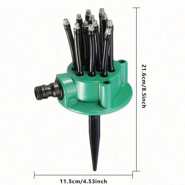 Aspersor giratorio de gran superficie para riego de jardines con patrón de pulverización ajustable y base de estaca resistente.Sistema de ahorro de agua para patios,macizos de flores y huertos.