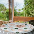 thumbnail image 2 of Ambesonne Floral Fitted Round Tablecloth, Oil Painting Wild Rose Print, 45"- 56" Diameter, Pale Blue and Warm Taupe, 2 of 5