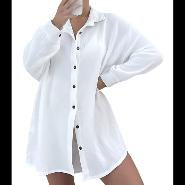 Vestido de Lentejuelas de Gran Tamaño para Mujer, Larga, Abotonado, para Playa, Verano 2025 S