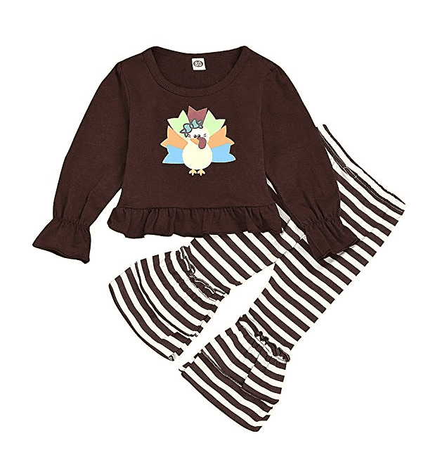 Toddler Girls Thanksgiving Turkey Print 