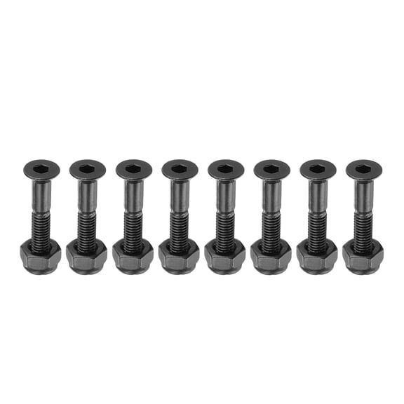 Skateboard Hardware Kit 7/8", 8pcs Carbon Steel Grade 8.8 Mounting Screws Nuts for Skateboard Cruiser, Black