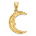 thumbnail image 7 of 14k Yellow Gold Solid Satin Diamond Cut Moon Charm Pendant, 7 of 7