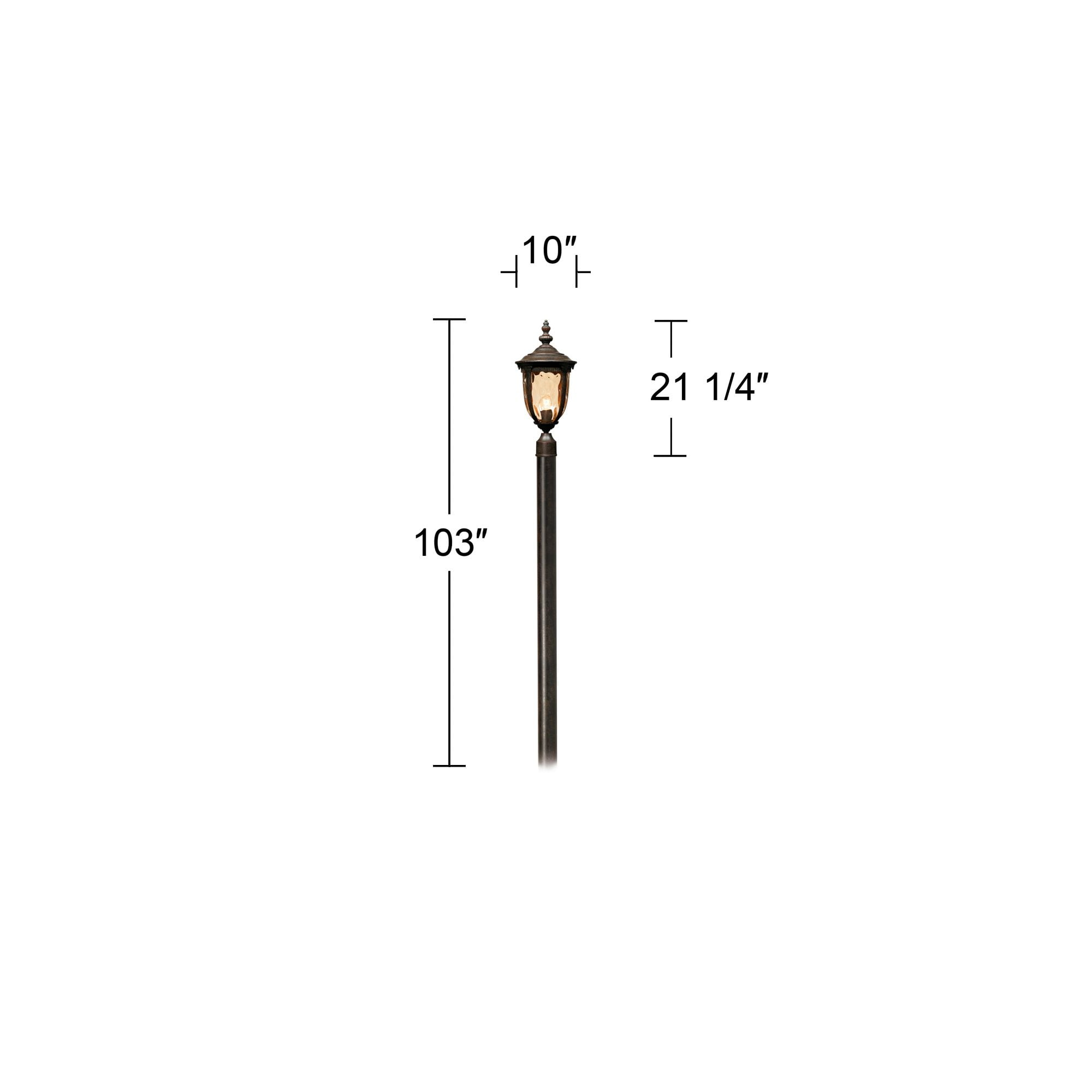 John Timberland Bellagio Rustic Outdoor Post Light Veranda Bronze with Pole 103" Champagne Glass for Exterior Barn Deck House Porch Yard Patio Outside