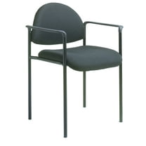 Boss Office Products Diamond Steel Office Stacking Chair with Arms, Black