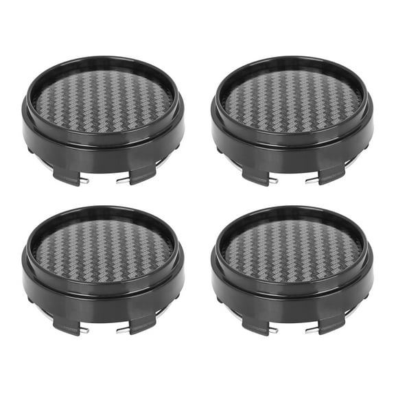 4 Pcs 66mm 6 Lugs Bright Black Carbon Fiber Pattern Auto Car Wheel Tyre Center Hub Caps Cover Protector
