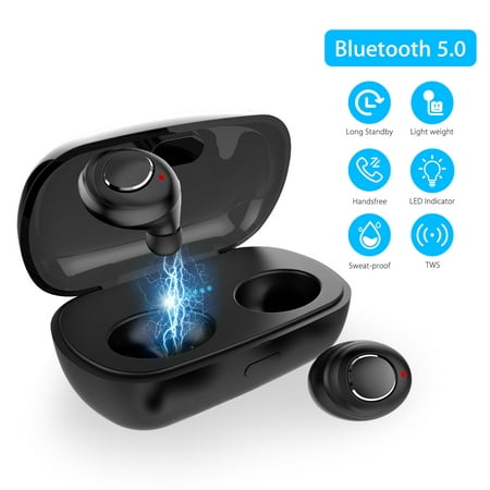 Wireless Bluetooth In-Ear Earbuds, Bluetooth V5.0 True Stereo Bluetooth Headsets Waterproof Headphones Noise Cancelling Hands-free  with Charging Case & USB Cable for Samsung Galaxy