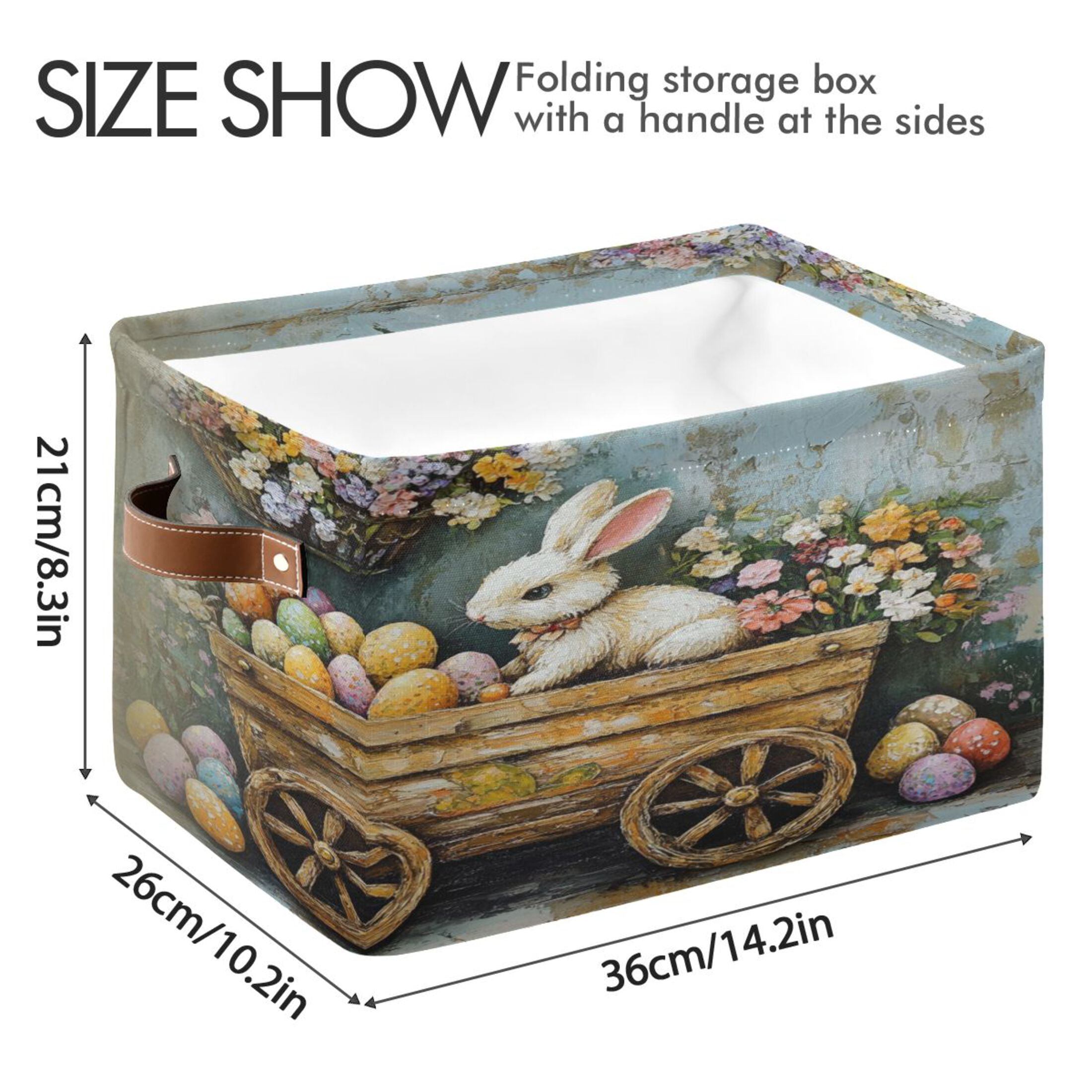 Square Storage Basket 14.2*10.2*8.3 Inch One Sizex2 Shelf Basket Open Home Storage Bins Bedroom Storage Basket Closet Storage Stylish Decor Easter Painting Bunny