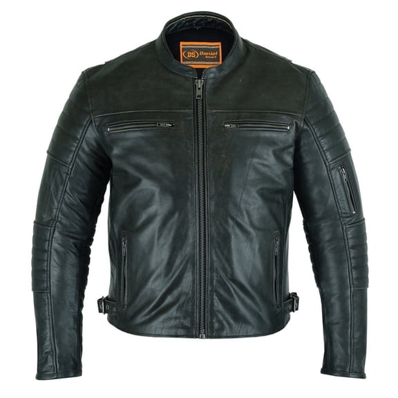 Daniel Smart S to 6XL Men Motorcycle Leather Jacket Sporty Leather Jacket with Custom stitch details