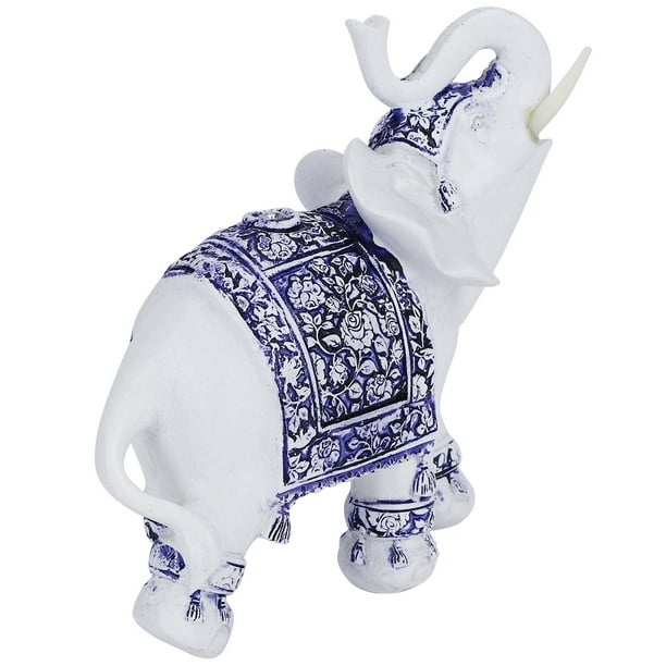 Estatuilla De Resina De Mano De Obra Exquisita, Estatuilla, Modelado De Animales Bonitos Para El Dormitorio Del Niño De La Pareja Del Hogar ANGGREK Porcelánico Azul y Blanco L (16220)