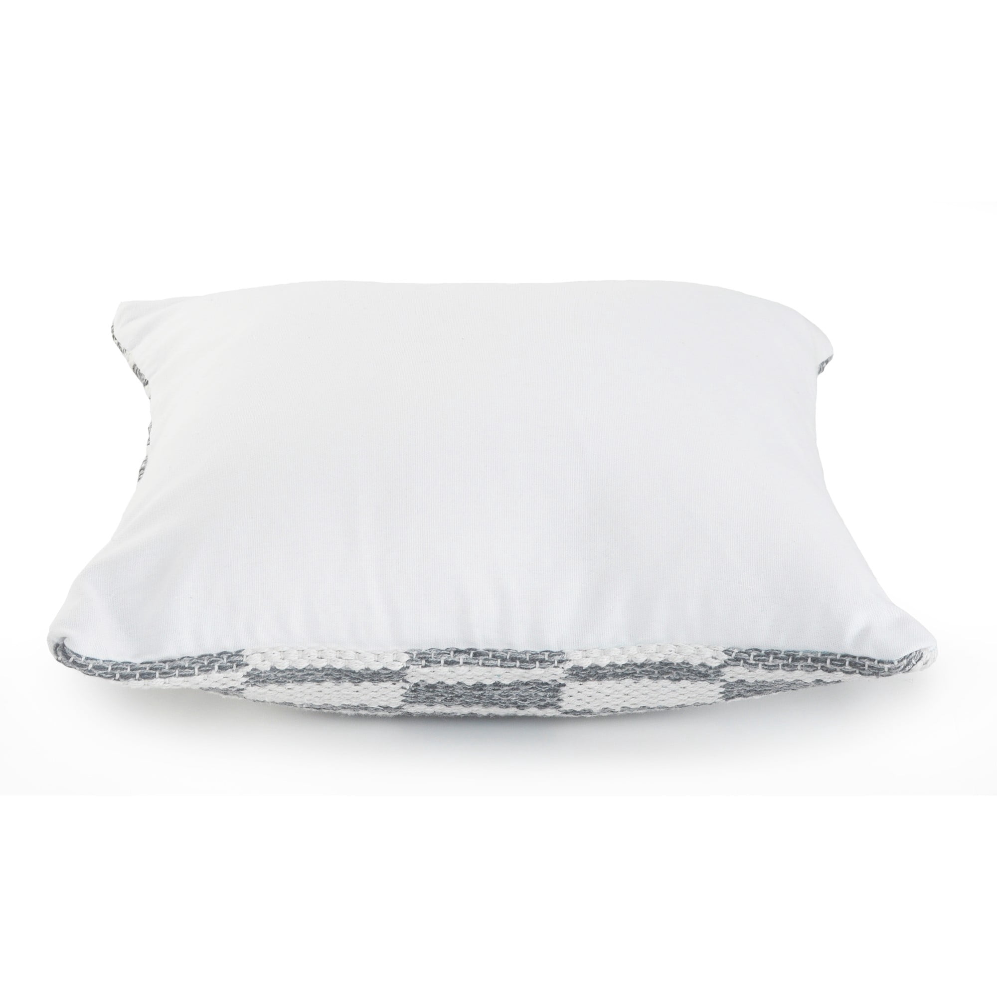 Laddha Home Designs Handwoven Striped Cotton Throw Pillow Cover - 18" - Gray and White