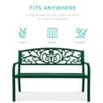thumbnail image 4 of Best Choice Products Outdoor Steel Bench Garden Patio Porch Furniture w/ Floral Design Backrest - Dark Green, 4 of 8