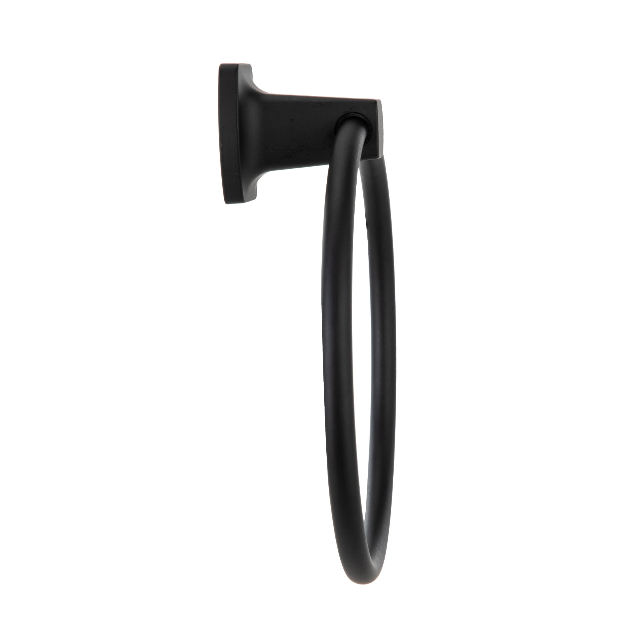 (4 pack) Mainstays Square Wall Mount Towel Ring, Matte Black, 7.1 in