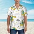 thumbnail image 2 of Xecao Dinosaur on Excavator print Hawaiian shirt - a stylish short-sleeve button-down for men, perfect for casual beach and tropical outings., 2 of 9