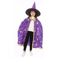 thumbnail image 3 of Juego de 2 juegos de disfraces de juego de rol de mago: incluye sombrero, capa, varita, sombrero de bruja de cosplay de Halloween y juego de disfraces de capa para niños (azul + púrpura) Shuxiu Wang 8390615149396, 3 of 3