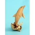 thumbnail image 4 of G6 Collection Wooden Hand Carved Single Dolphin Statue Sculpture Wood Home Decor Fish Figurine Handcrafted Handmade Seaside Tropical Nautical Ocean Coastal Decoration, 4 of 5