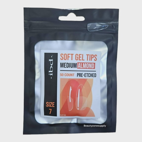 Ibd Clear Soft Gel Tips Almond Medium Refill Size 7 #37459