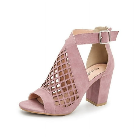 

Women s Heeled Sandals Sexy Peep Toe Chunky Block Heel Buckle Strap Summer Sandals with Zipper Cutout Breathable