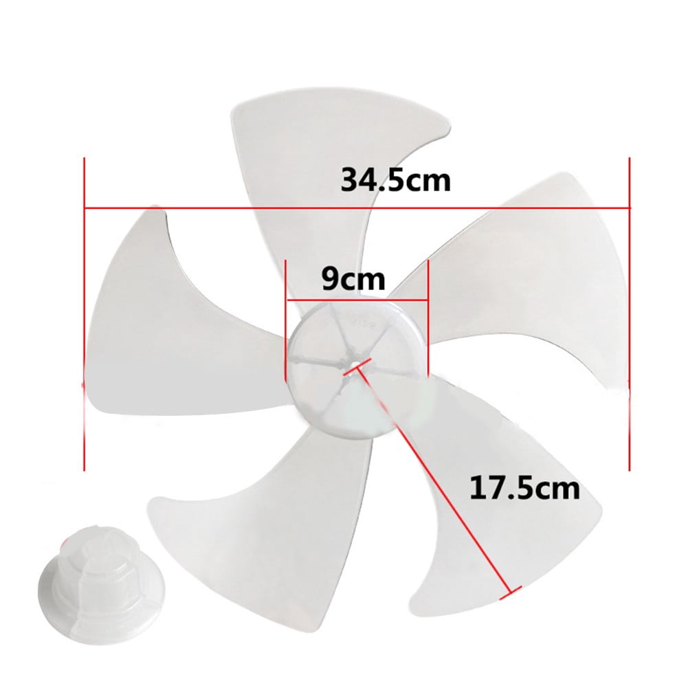 18" Replacement Fan Blade - 5 Leaf Plastic Blade With Nut Cover For Pedestal Fans